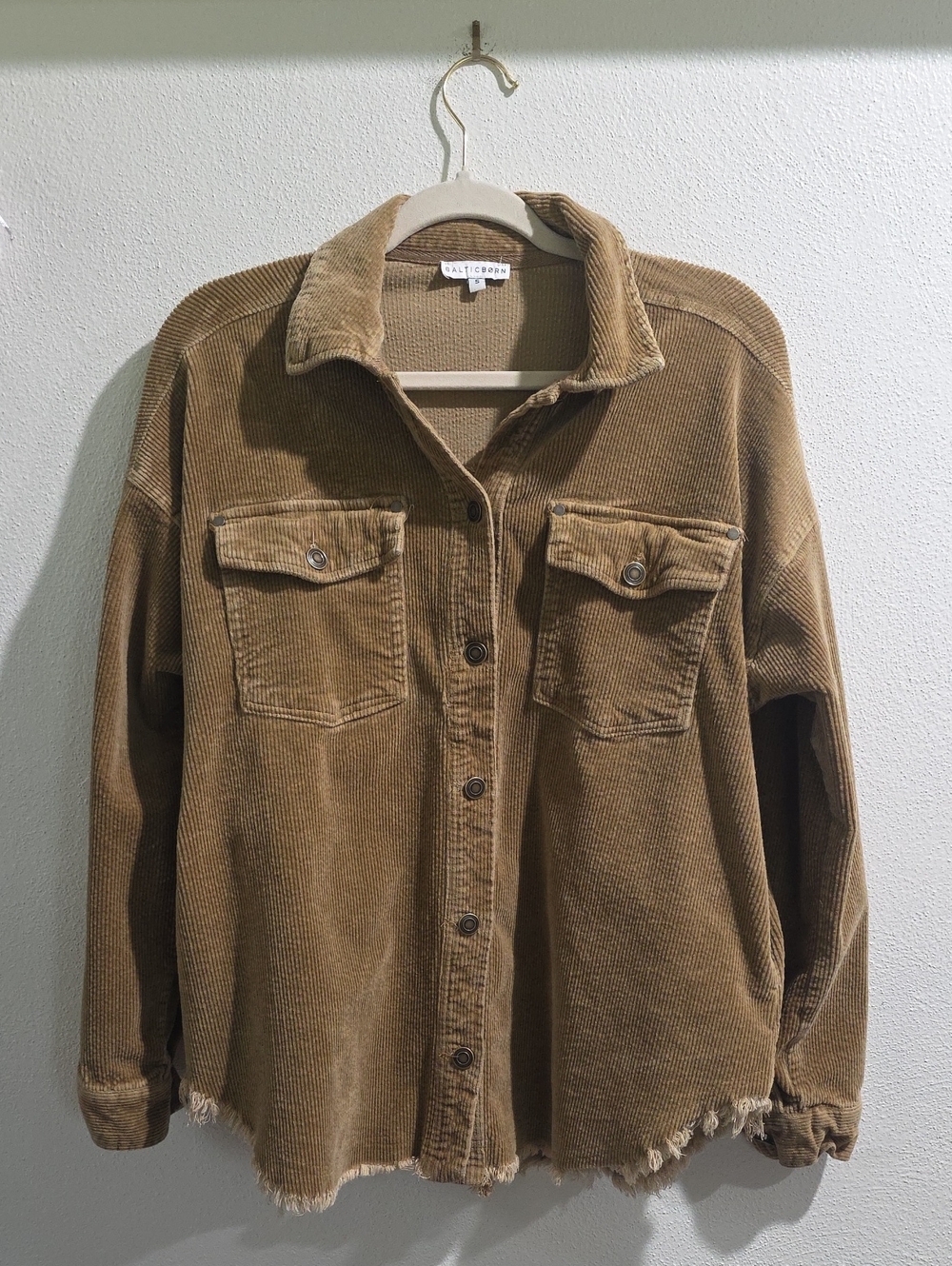 Baltic Born Frayed Hem  Corduroy Shacket